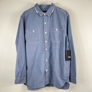 Hurley Hobie Mens Button-Up Shirt Blue Long Sleeve Spread Collar Pockets XL New